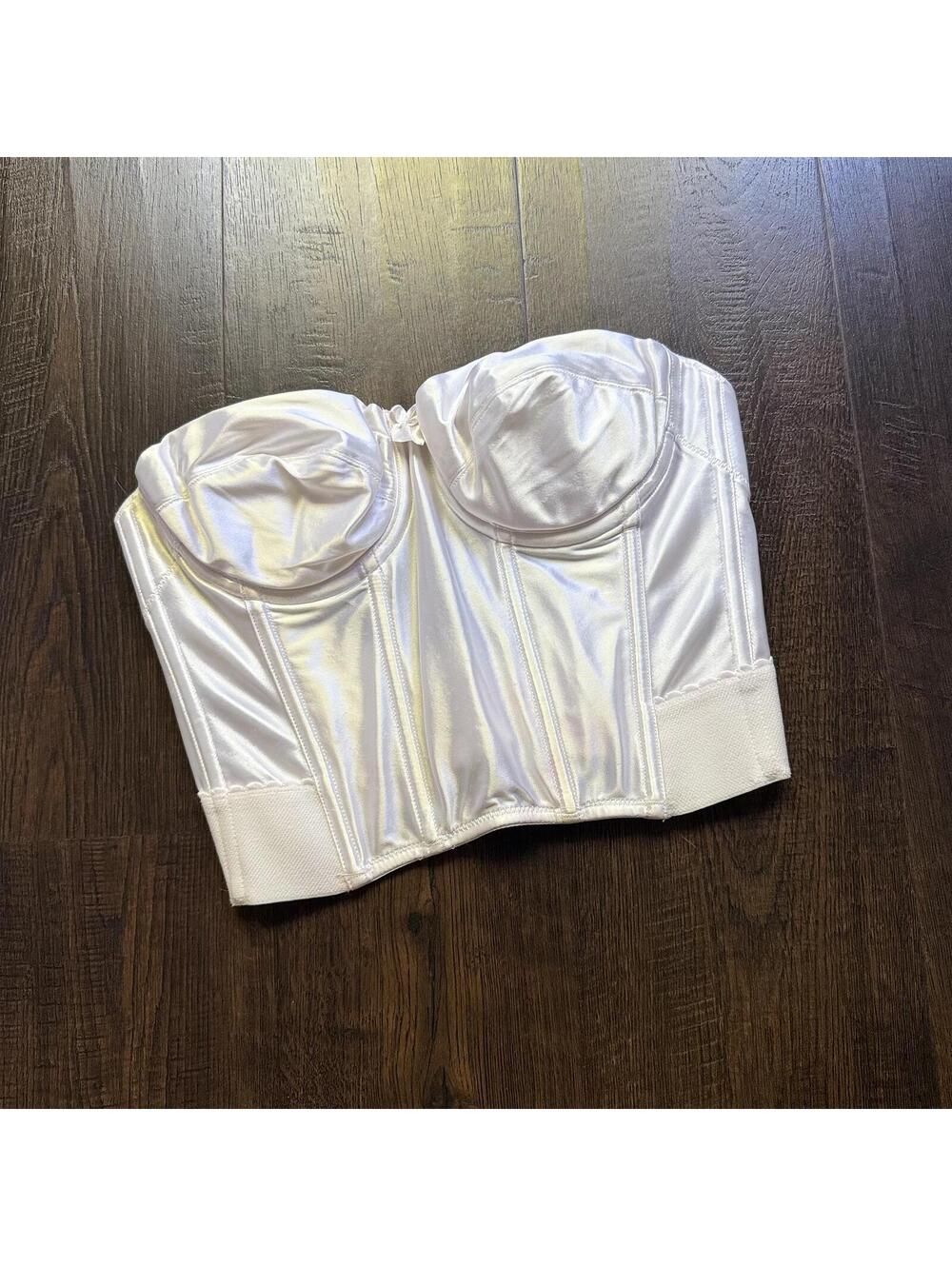 Vintage Y2K Victoria's Secret Bustier Corset Bra Top 34A White Satin